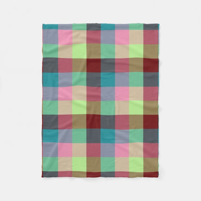 Colourful modern geometric chequered seamless patt fleece blanket (Front)