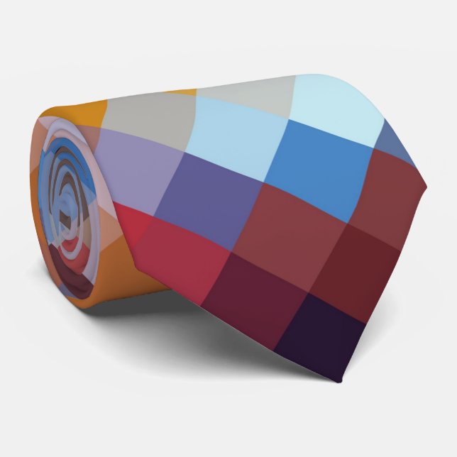 Colourful Modern Geometric Diamond Pattern #11 Tie (Rolled)