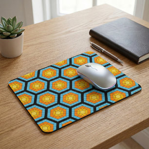 Colourful Modern Geometric Honeycomb Pattern Mouse Pad