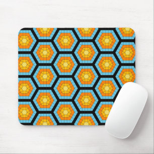 Colourful Modern Geometric Honeycomb Pattern Mouse Pad