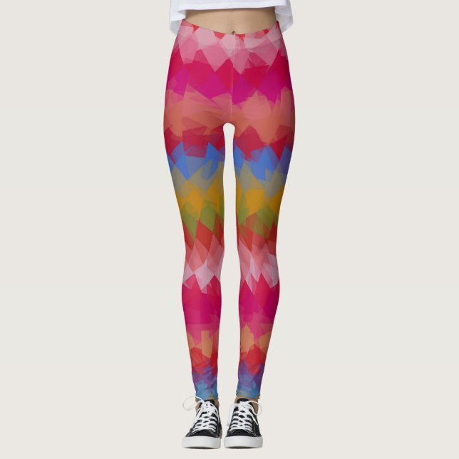 Colourful Modern Geometric Pattern #43 Leggings (Front)