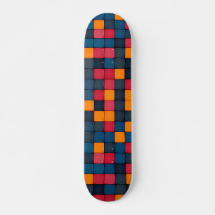 Colourful Modern Geometric Tile Texture Pattern Skateboard