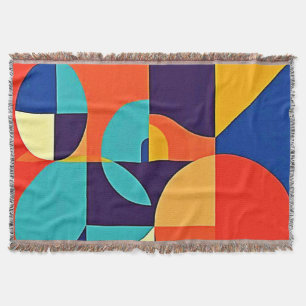 Colourful Modern Geometry Throw Blanket