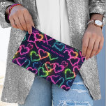 Colourful Modern Girly Neon Love Heart Personalise Accessory Pouch<br><div class="desc">Colourful Modern Girly Neon Love Heart Personalised Name Cosmetic Bag Toiletry Bag Accessory Pouch features a colourful neon love heart pattern in pink,  green,  blue and yellow. Perfect for back to school,  sports,  gym,  travel and more. Designed by ©2023 Evco Studio www.zazzle.com/store/evcostudio</div>