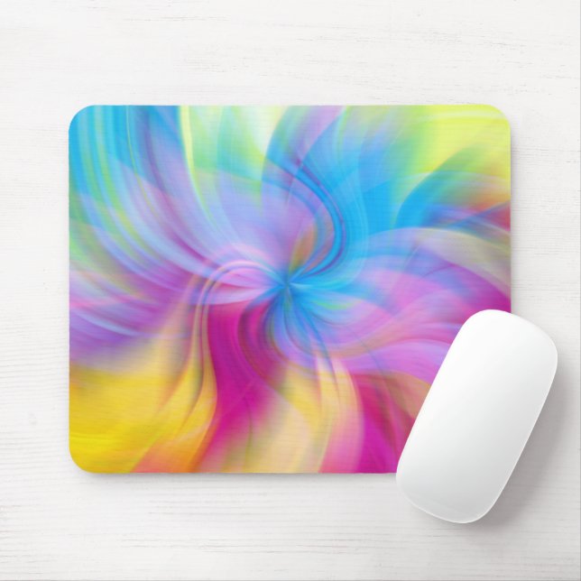 Colourful Modern Glam Pink Blue Swirl Mouse Pad (With Mouse)