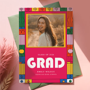 Colourful Modern Graduate Simple Photo Graduation Announcement