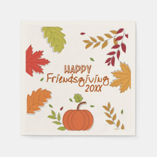 Colourful Modern Happy Friendsgiving Paper Plate Napkin