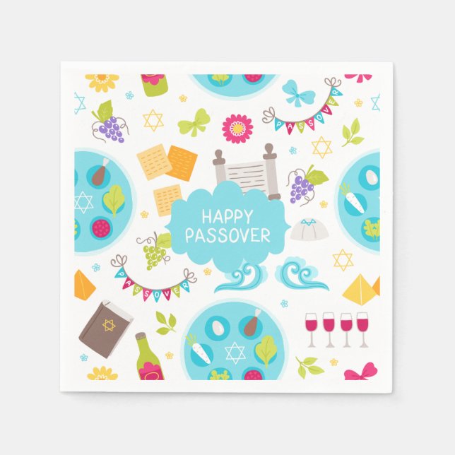 Colourful Modern Happy Passover Napkin (Front)