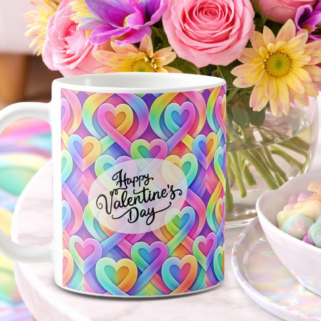 Colourful Modern Hearts Pattern Valentine’s Day  Coffee Mug (Creator Uploaded)