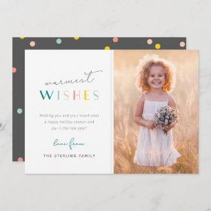 Colourful Modern Holiday Wishes Family Photo