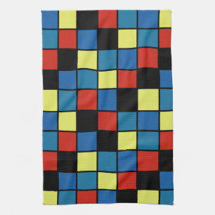 Colourful Modern Horizontal Tiles Pattern version Tea Towel