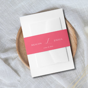 Colourful Modern Hot Pink Monogram Wedding Invitation Belly Band