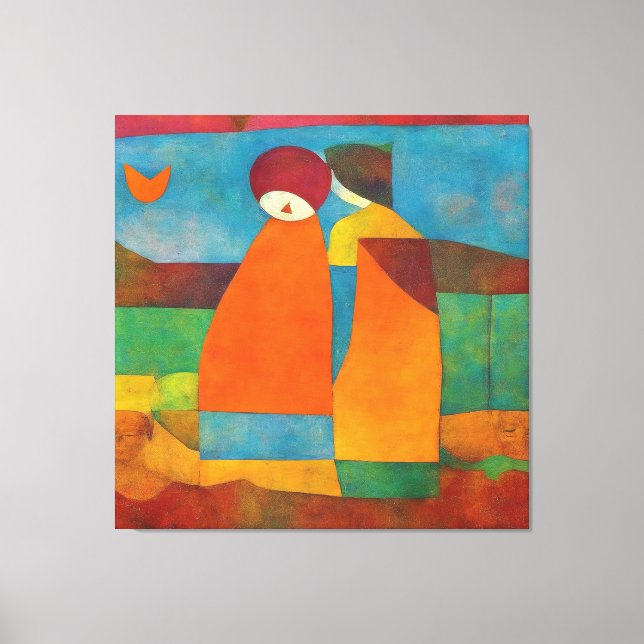 Colourful, Modern Impressionist Couple #1 Canvas Print (Front)