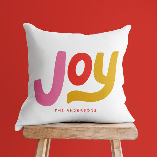Colourful Modern Joy Holiday Cushion