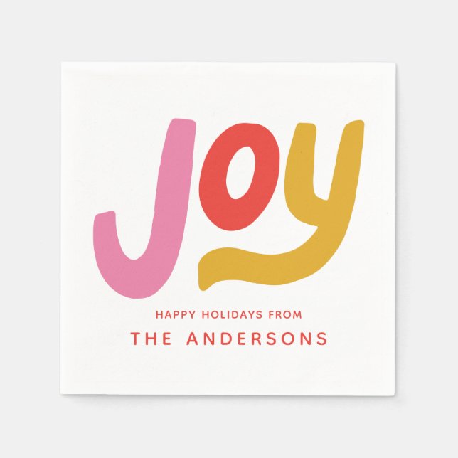 Colourful Modern Joy Holiday Napkin (Front)