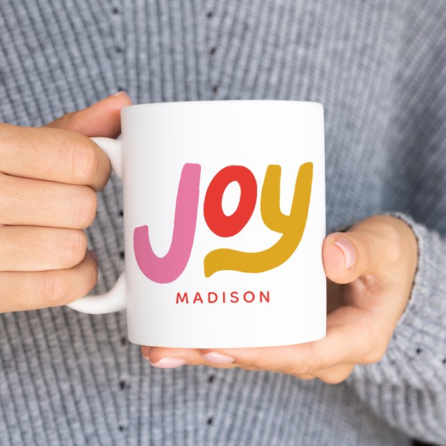 Colourful Modern Joy Personalised Holiday Coffee Mug (Creator Uploaded)
