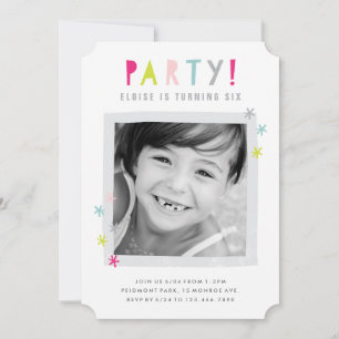 Colourful Modern Kids Photo Birthday Party Invitation