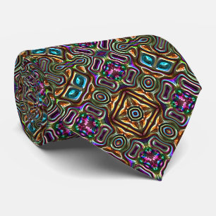Colourful Modern Mandala Aztec Mosaic Pattern Tie