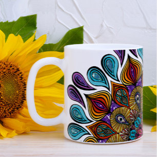 Colourful Modern Mandala Trippy Psychedelic Hippi Coffee Mug