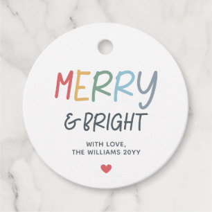 Colourful Modern Merry Bright Gift Tags