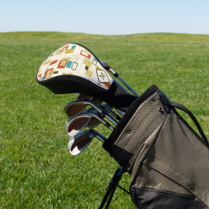 Colourful Modern Mid Century Geometric Pattern Golf Head Cover