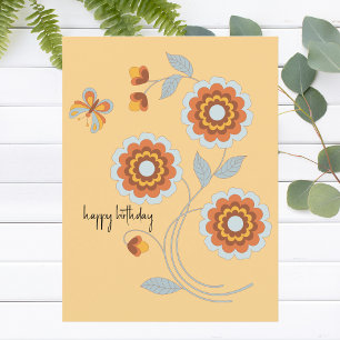 Colourful Modern Minimalist Happy Birthday Vintage Postcard