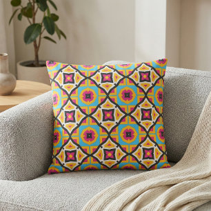 Colourful Modern Moroccan Mosaic Geometric Pattern Fabric