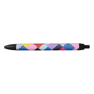 Colourful Modern Mosaic Dots Pattern Black Ink Pen