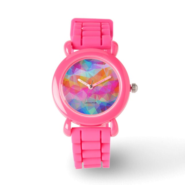 Colourful Modern Mosaic Geometric Pattern 2 Watch (Front)