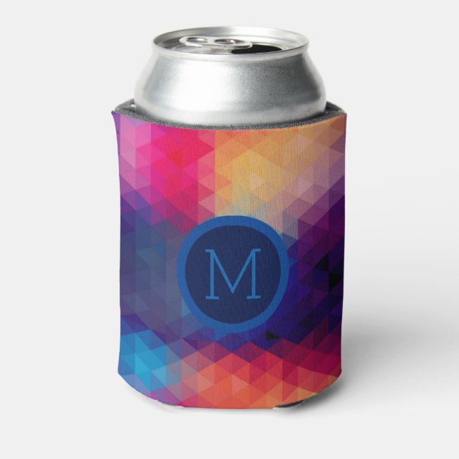 Colourful Modern Mosaic Geometric Pattern Can Cooler (Can Back)