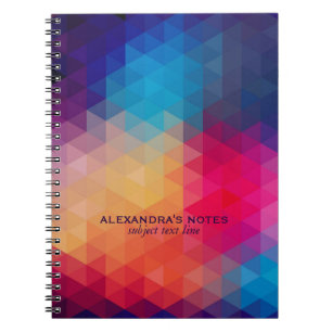 Colourful Modern Mosaic Geometric Pattern Spiral Notebook