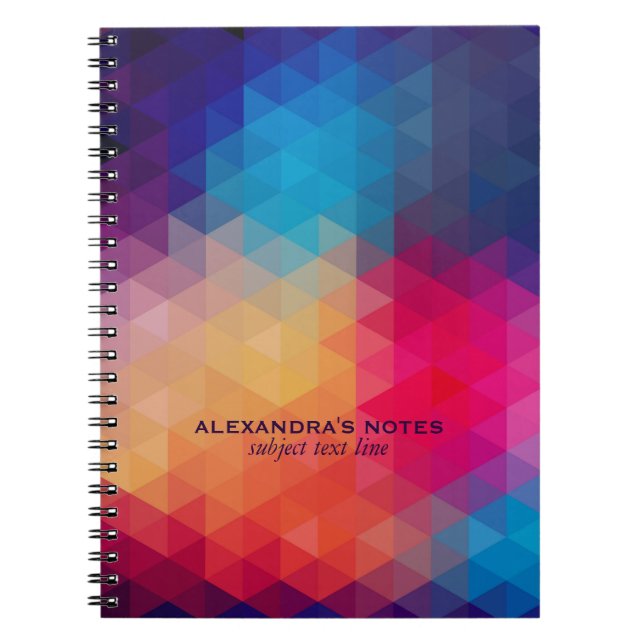 Colourful Modern Mosaic Geometric Pattern Spiral Notebook (Front)