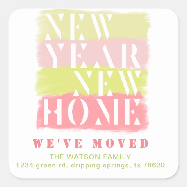 Colourful Modern Moving Announcement  Sticker (Front)