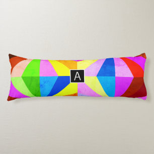 Colourful Modern Multi-Coloured Geometric Monogr Body Cushion