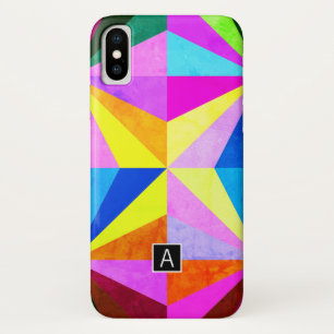Colourful Modern Multi-Coloured Geometric   Monogr Case-Mate iPhone Case