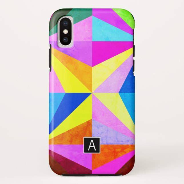 Colourful Modern Multi-Coloured Geometric | Monogr Case-Mate iPhone Case (Back)