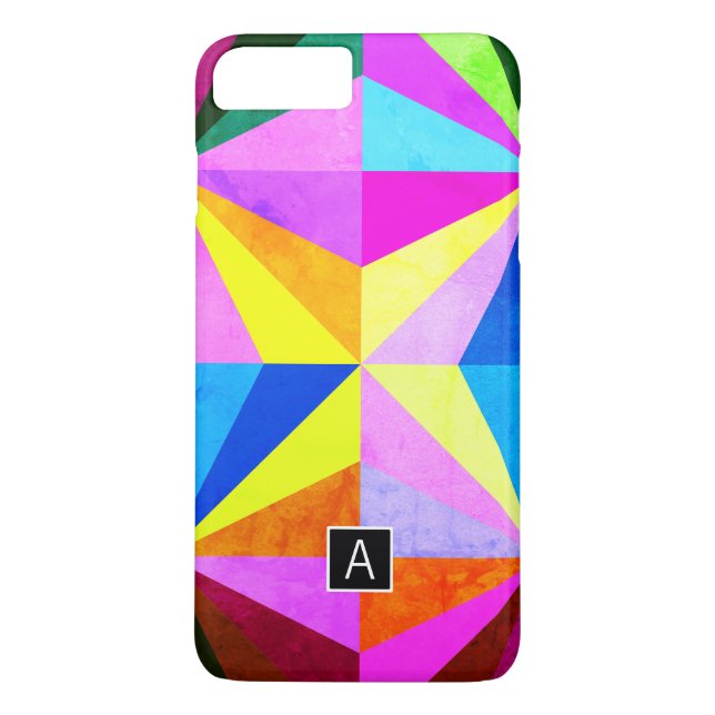 Colourful Modern Multi-Coloured Geometric | Monogr Case-Mate iPhone Case (Back)