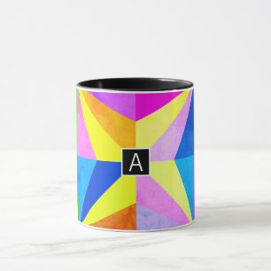 Colourful Modern Multi-Coloured Geometric Monogr Mug