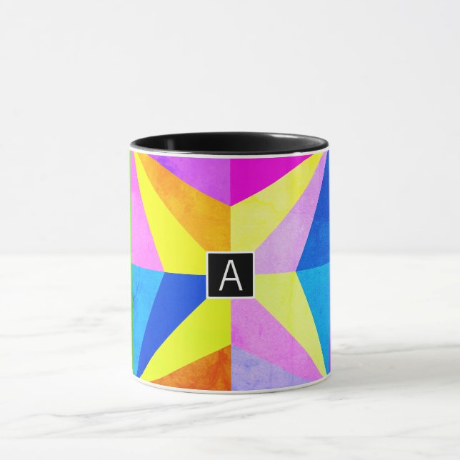 Colourful Modern Multi-Coloured Geometric | Monogr Mug (Center)