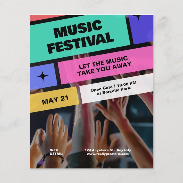 Colourful Modern Music Festival, Musical Party  Flyer (Front)