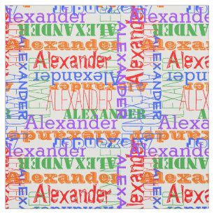 Colourful Modern Name Collage Rainbow Fabric