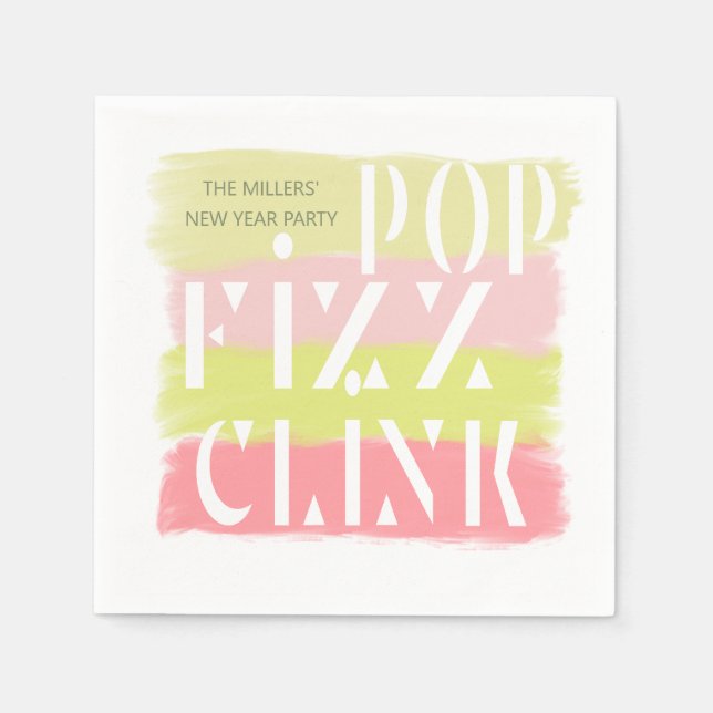 Colourful Modern New Years Party Monogram Paper Napkin (Front)