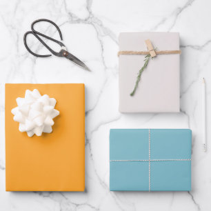 Colourful Modern Orange Beige Sky Blue Solid Colou Wrapping Paper Sheet