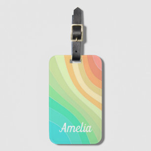 Colourful Modern Pastel Waves Pattern Personalised Luggage Tag