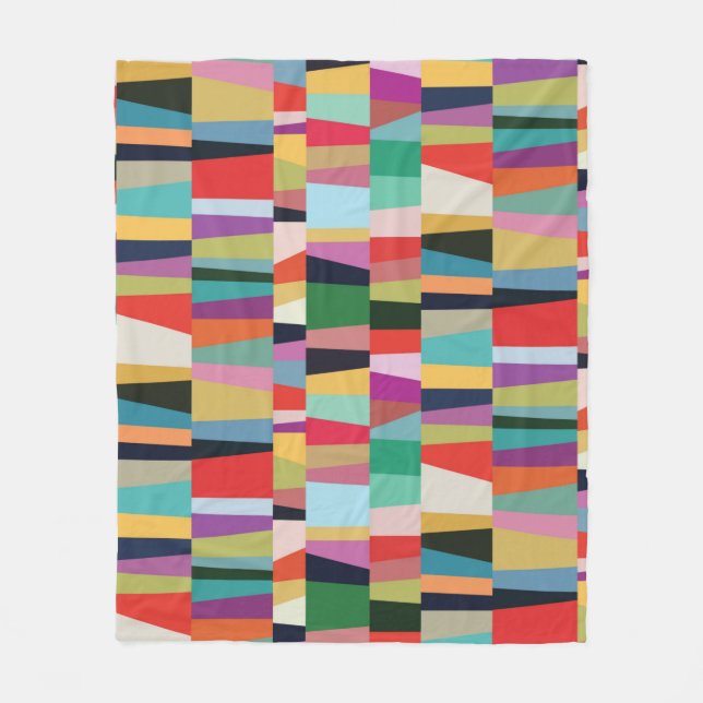Colourful Modern Patchwork Pattern Fleece Blanket (Front)