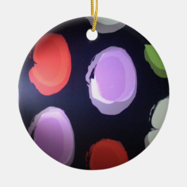 Colourful Modern Pattern Polka Dot Art Print Ceramic Tree Decoration (Front)