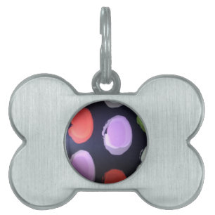 Colourful Modern Pattern Polka Dot Art Print Pet Name Tag