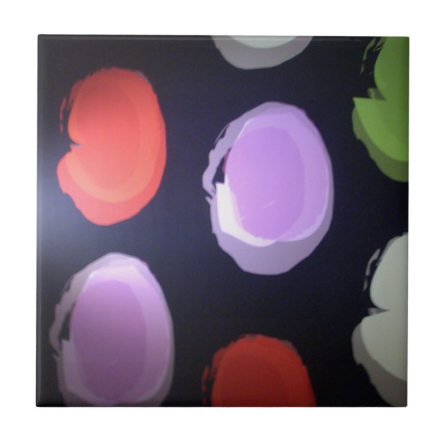Colourful Modern Pattern Polka Dot Art Print Tile (Front)