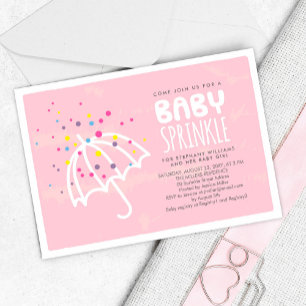 Colourful Modern Pink Baby Girl Sprinkle Invitatio Invitation