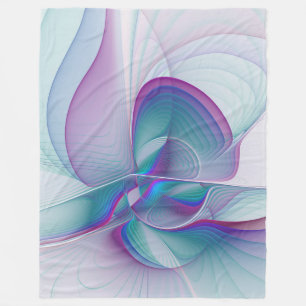 Colourful Modern Pink Blue Turquoise Fractal Art Fleece Blanket